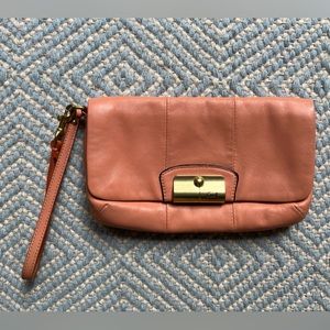 Coach Kristin leather wristlet clutch with detachable strap